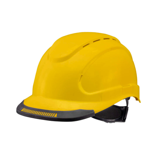 Hypeman 6 pt ratchet cap style safety hard hat in yellow | side view