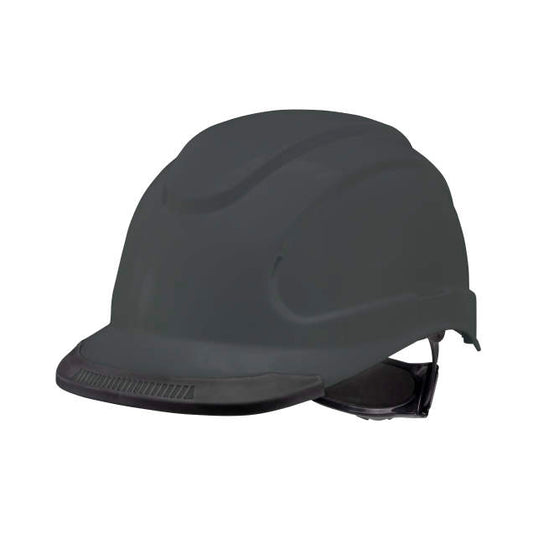 Hypeman 6 pt ratchet cap style safety hard hat in dark gray | side view