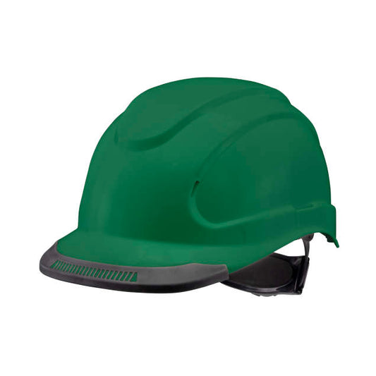 Hypeman 6 pt ratchet cap style safety hard hat in green | side view