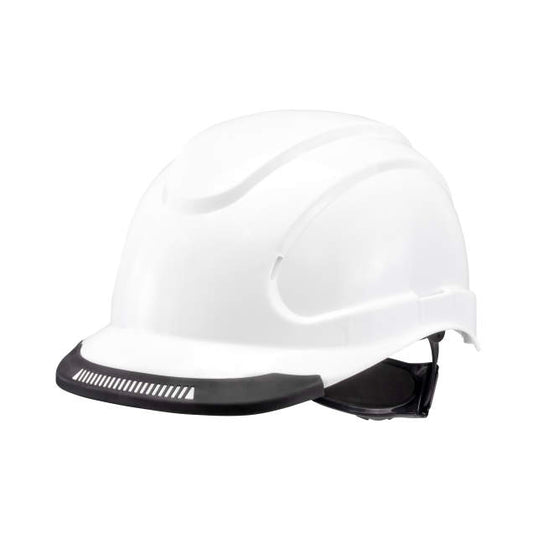 Hypeman 6 pt ratchet cap style safety hard hat in white | side view