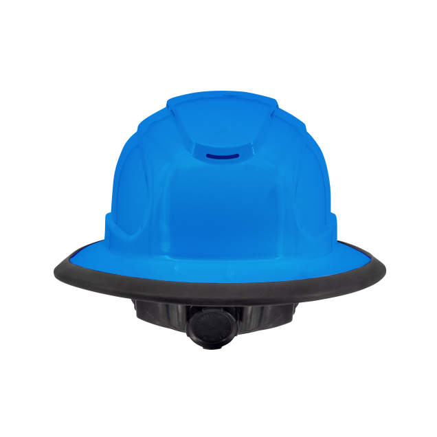 The Judge 6 pt ratchet fill brim hard hat in ocean blue | back view