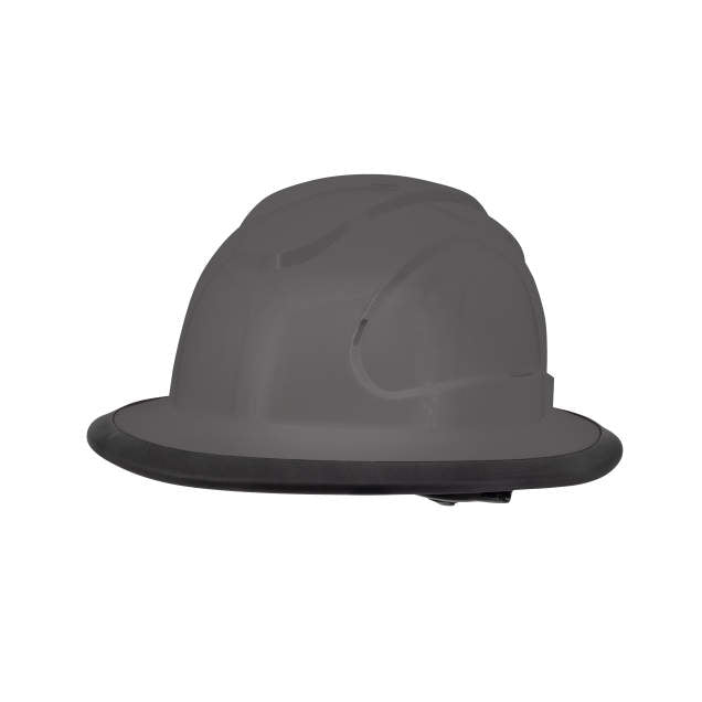 The Judge 6 pt ratchet full brim hard hat in gray | front view