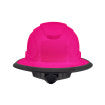 The Judge 6 pt ratchet full brim hard hat in pink | back view