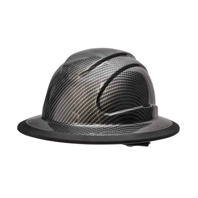 The Judge 6 pt ratchet full brim hard hat in slate | side view